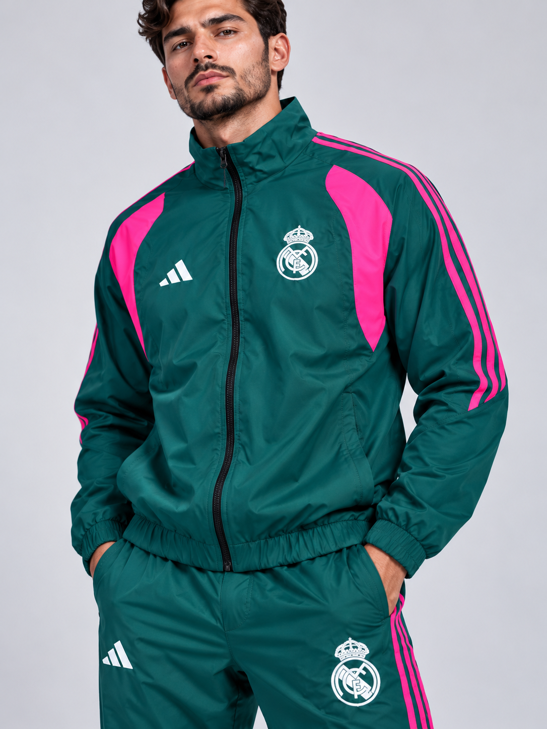 Chándal Adidas — verde y rosa