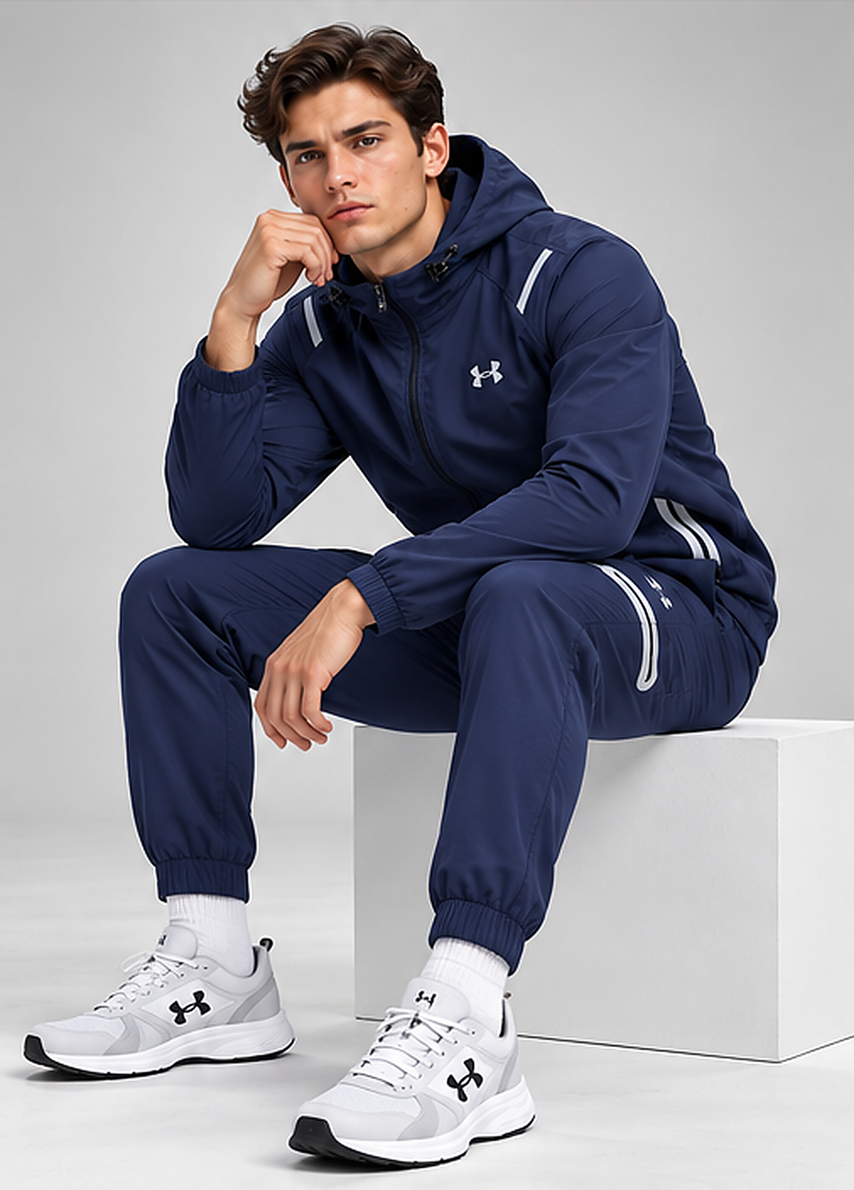 Chándal Under Armour — azul marino y blanco